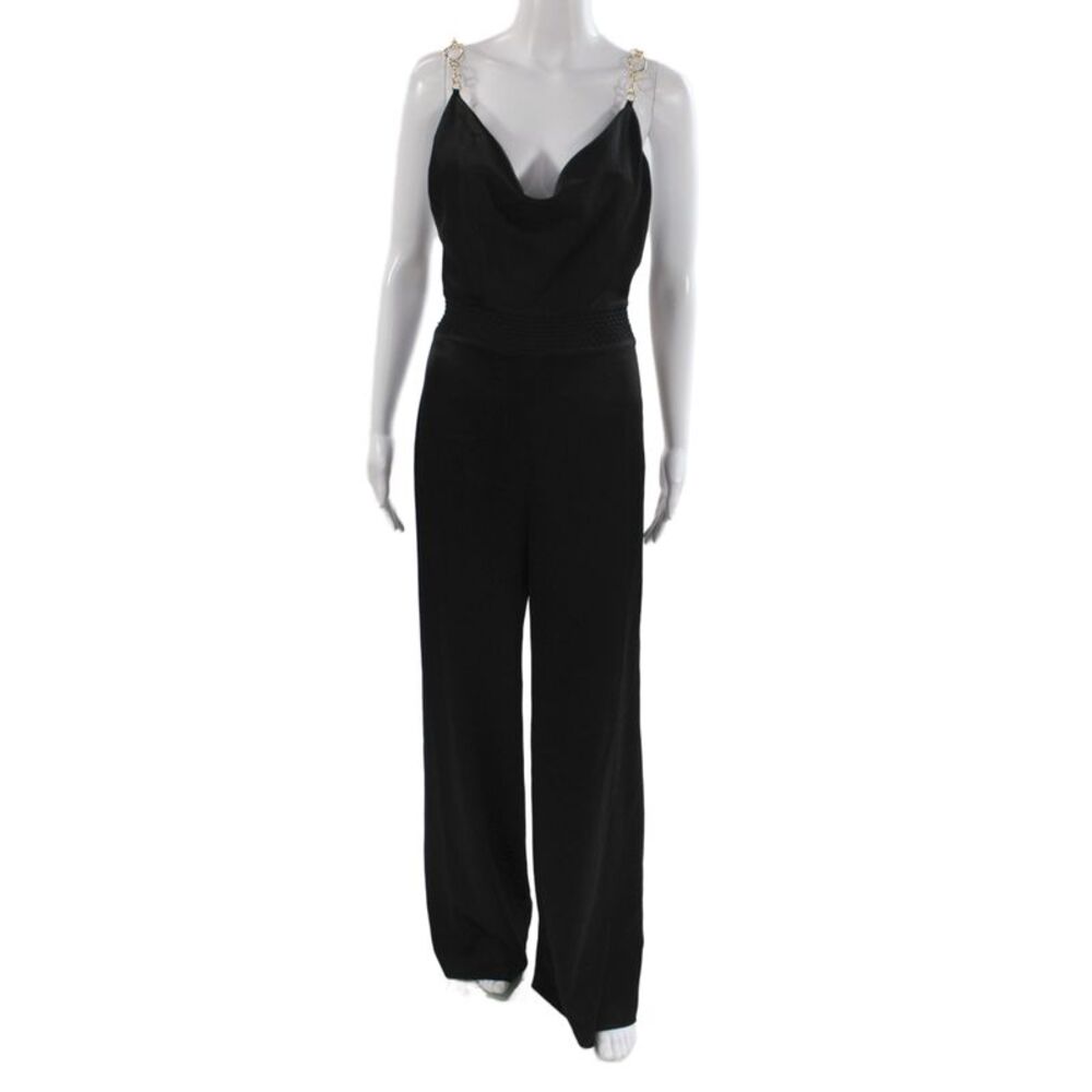 Alice + Olivia Womens Black V Neck Sleeveless Jumpsuit Size 4